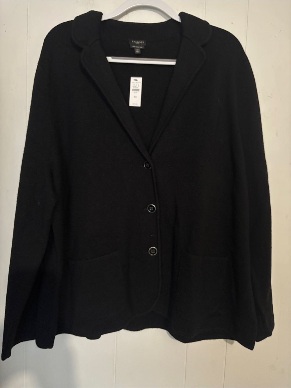 Talbots Black Knit Button-Front Blazer